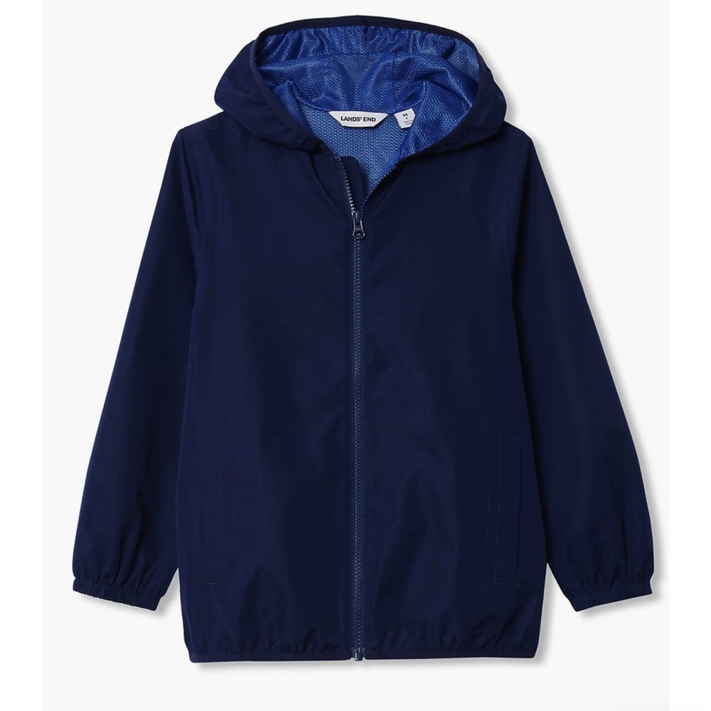 Lands' End Kids Blue Windbreaker Hooded Jacket